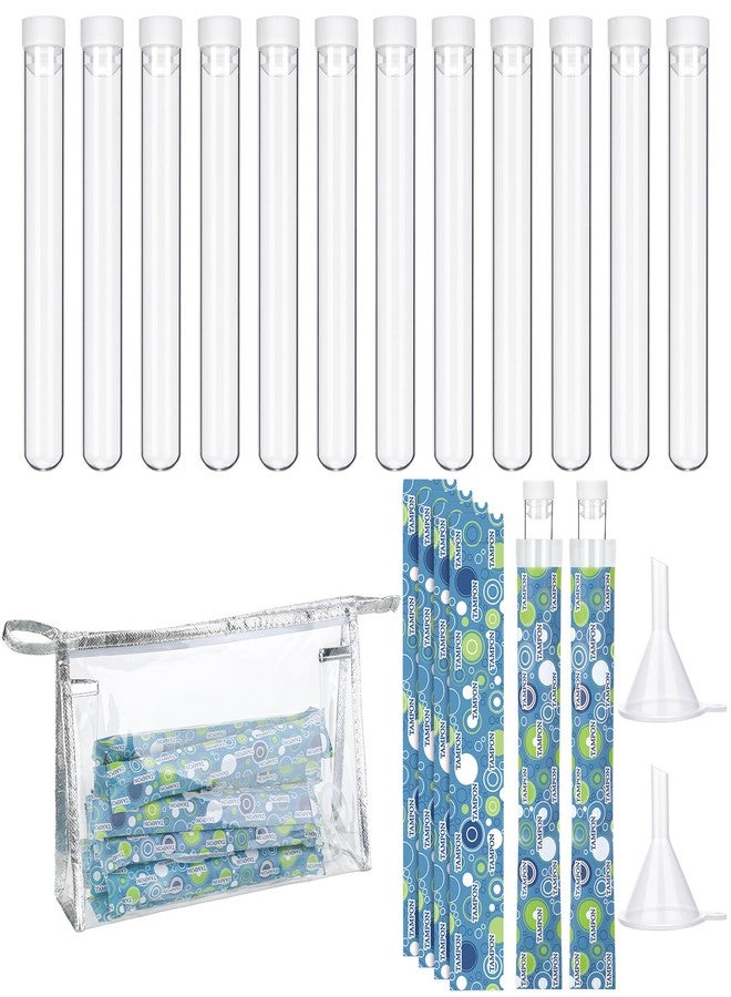 FoldTier 39 Pcs Tampon Set Includes 12 Reusable Plastic Tube for Women Tube Containers Tampon 24 Self Adhesive Wrappers 1 PVC Clear Case 2 Hopper‌s(Elegant Style) - Image 1